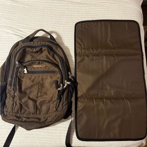 Eddie Bauer Brown Baby Backpack with Changing Pad